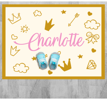 Princess theme with name custom floor mat - TenStickers