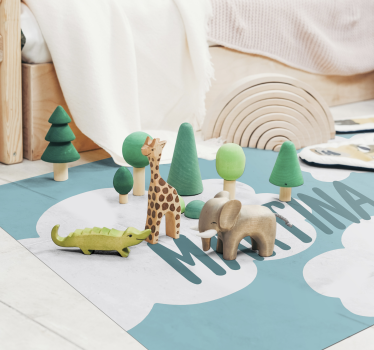 Classic clouds with name kids rug - TenStickers