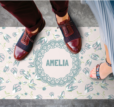 Floral design with name bedroom carpet - TenStickers