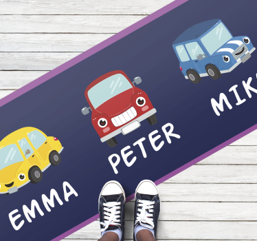 Custom colorful vehicles entrance hall rug - TenStickers
