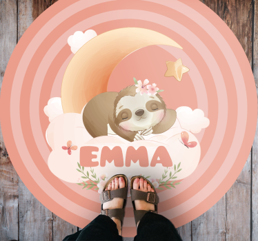 Cute animals sloth with name baby mat - TenStickers