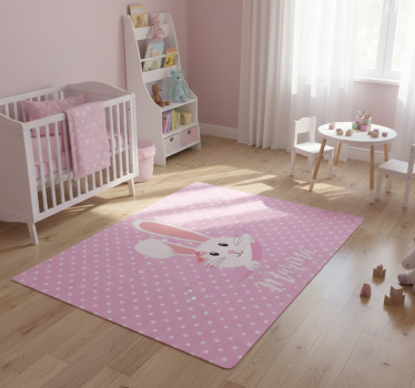 Cute bunny for girl with name animal mat - TenStickers
