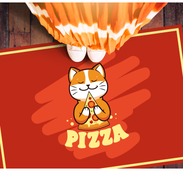 Cute cat with pizza kitchen mat - TenStickers