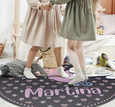 Purple clouds with name kids rug - TenStickers