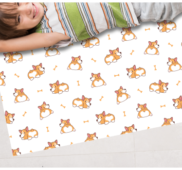 Cute Corgi characters  kids carpet - TenStickers