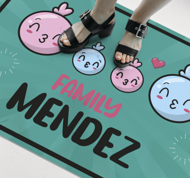 Water balloons with family name entrance hall rug - TenStickers
