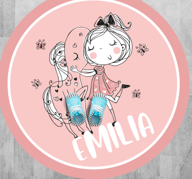 Girl and horse with name teenage bedroom rug - TenStickers