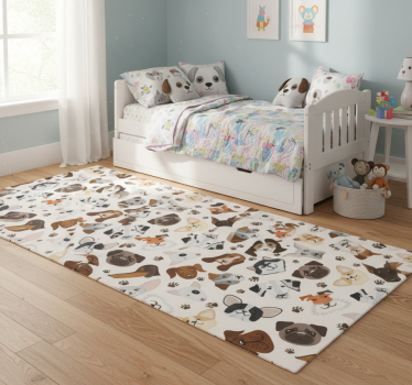 Cute mix puppy and dog pattern bedroom carpet - TenStickers