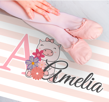 Cute Pig Illustration custom floor mat - TenStickers