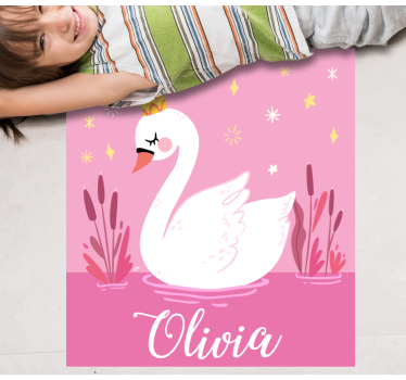Princess swan with name kids rug - TenStickers