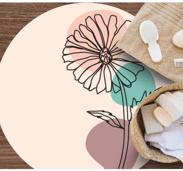 Daisy flower nature line art design flower rug - TenStickers