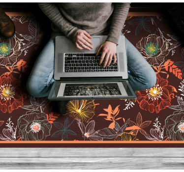 Dark vintage floral style nature carpet - TenStickers
