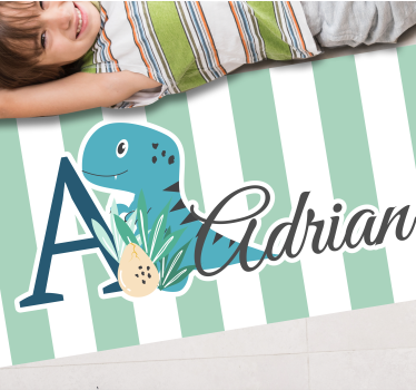 Baby Rex with initial and name nursery rug - TenStickers