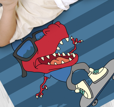 Dinosaur on skateboard animal mat - TenStickers
