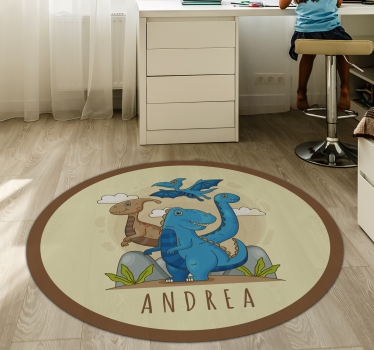 dinosaur world with name personalised vinyl rug - TenStickers
