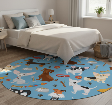 Dogs pattern on blue background bedroom carpet - TenStickers