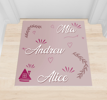 Doormat family members personalized personalised vinyl rug - TenStickers