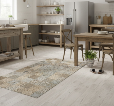 Earthy rustic collage kitchen vinyl mat - TenStickers