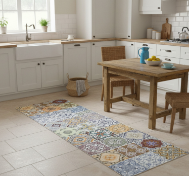 Eclectic mediterranean patchwork kitchen vinyl mat - TenStickers
