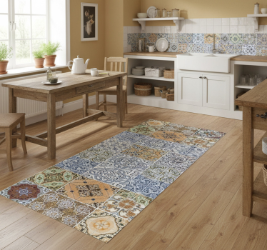 Eclectic mediterranean patchwork kitchen vinyl mat - TenStickers