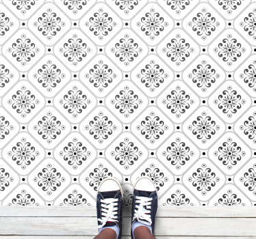 Elegant black and white tile carpet - TenStickers