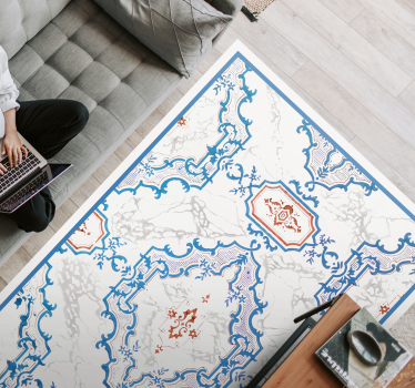 Elegant Blue Patterns marble rug - TenStickers