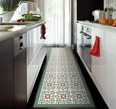 Elegant floral mosaic kitchen mat - TenStickers