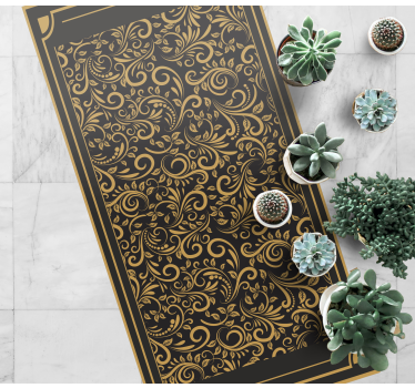 Golden elegant foliage hall rug - TenStickers