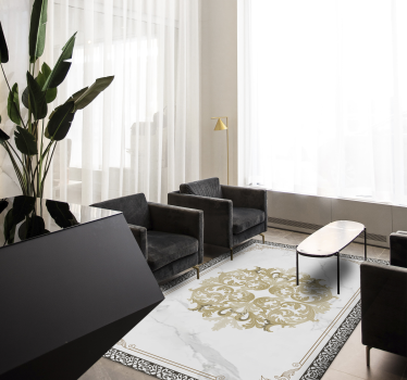 Elegant Gold Flourish marble rug - TenStickers
