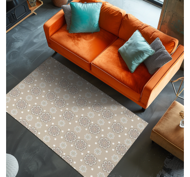 Mosaic Floral Elegant Pattern beige rug - TenStickers