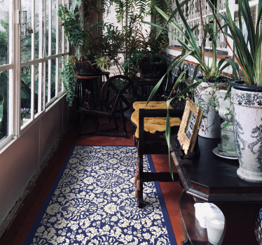 elegant ornaments dark blue contemporary rugs - TenStickers
