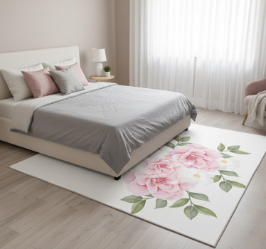 Elegant pink floral bedroom carpet - TenStickers