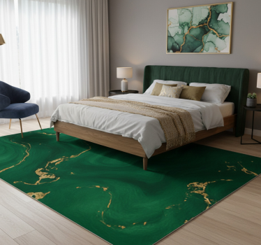 Emerald green with gold marble bedroom carpet - TenStickers
