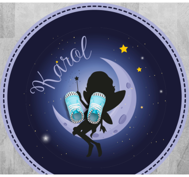 Fairy moonlight with name kids rug - TenStickers