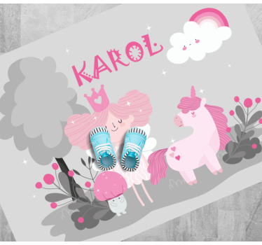 Fairy tale scene with name kids rug - TenStickers