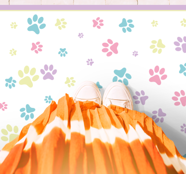 Fantastic colorful dog paws animal mat - TenStickers
