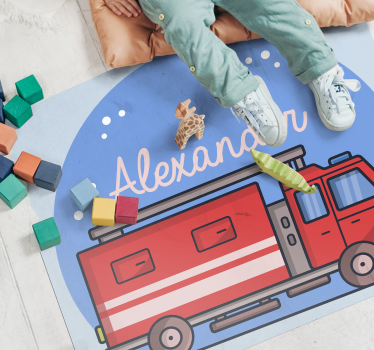 Customized name fire truck  vinyl rug - TenStickers