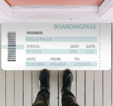 Flight ticket personalised vinyl rug - TenStickers