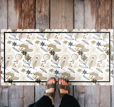 Beige foliage elements floral rug - TenStickers