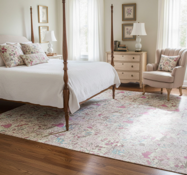 Floral grandmillenial style bedroom carpet - TenStickers