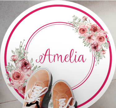 Floral monogram with name bedroom carpet - TenStickers