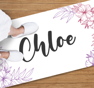 Floral custom name teenage bedroom rug - TenStickers