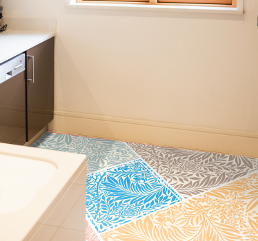 Floral Patchwork Design kitchen vinyl mat - TenStickers