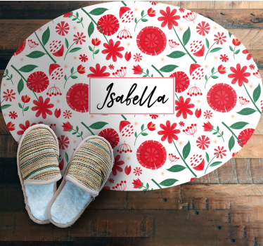 Custom red flowers bedroom carpet - TenStickers