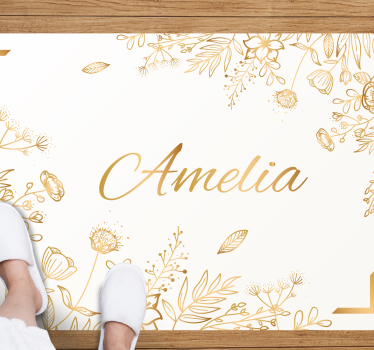 FLORAL PERSONALIZED WELCOME custom floor mat - TenStickers