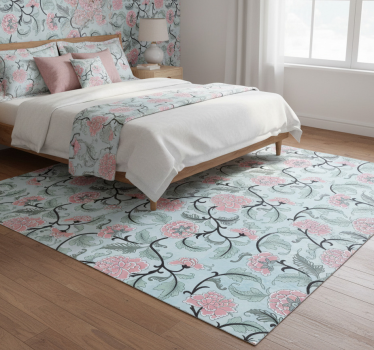 Floral rug featuring japanese flowers window film - TenStickers