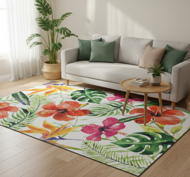 Floral rug portable monstera deliciosa stickers - TenStickers