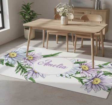 Floral rug with personalized daisy design - TenStickers