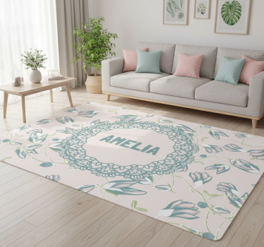 Floral rug with blossoms and ferns - TenStickers