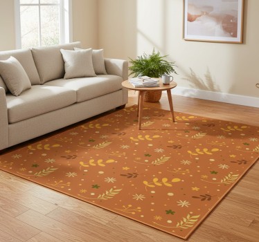 Floral rug with orange leaf tones design - TenStickers